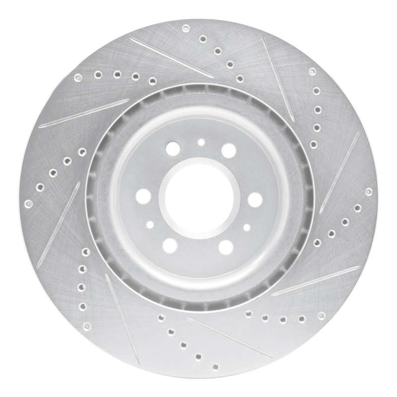 Cadillac STS Brake Rotor (1) - Front Left - R1 Concepts - Drilled & Slotted - Silver - `04-`11